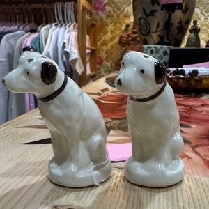 Ceramic Dog Figurines - Cream and Brown
